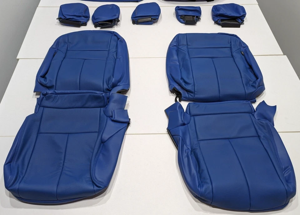 适用于日产 Murano S SV 2019 - 2024 蓝色皮革座椅套 A24 — 第 3/4 张图片