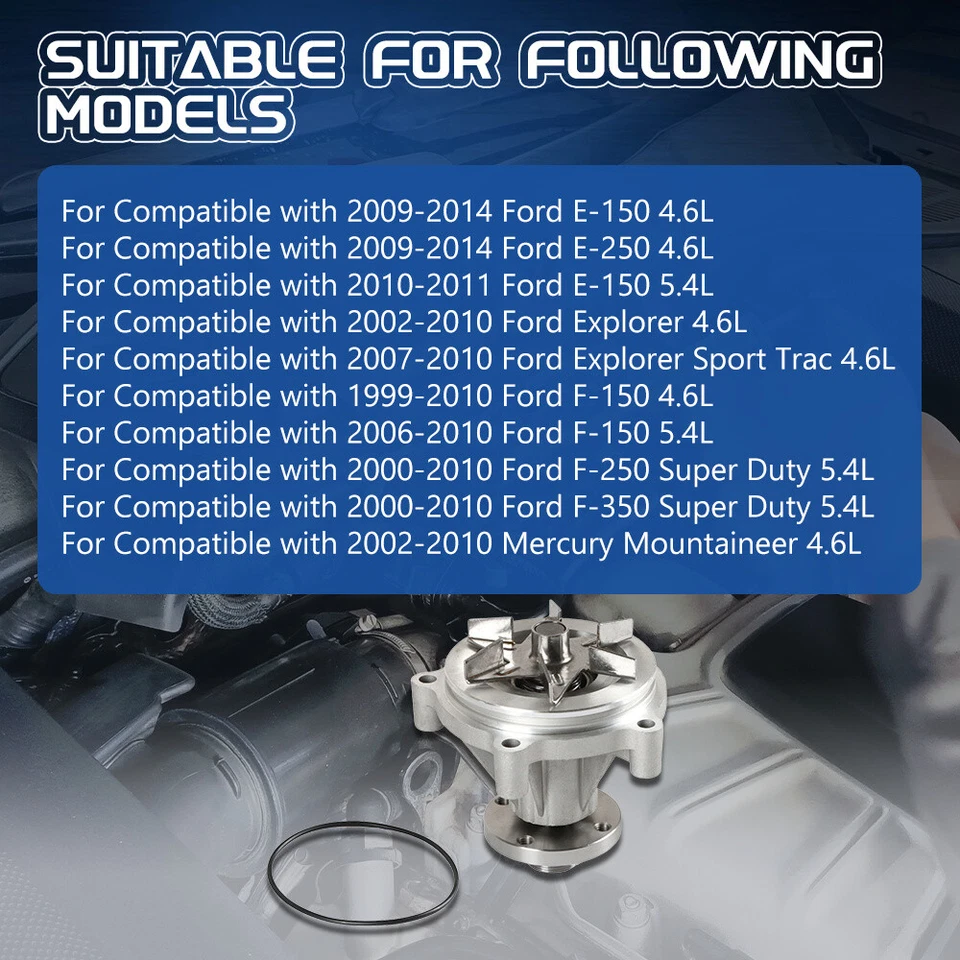 Water Pump For Ford E250 E350 E450 F150 F250 F350 2003-2016 4.6L 5.4L M30 AW4130 Foto 3 de 4
