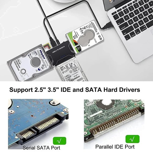 USB 3.0 zu SATA IDE Festplatte Adapter Konverter Kabel für 3,5 2,5 Zoll HDD/SSD D - Bild 3 von 10