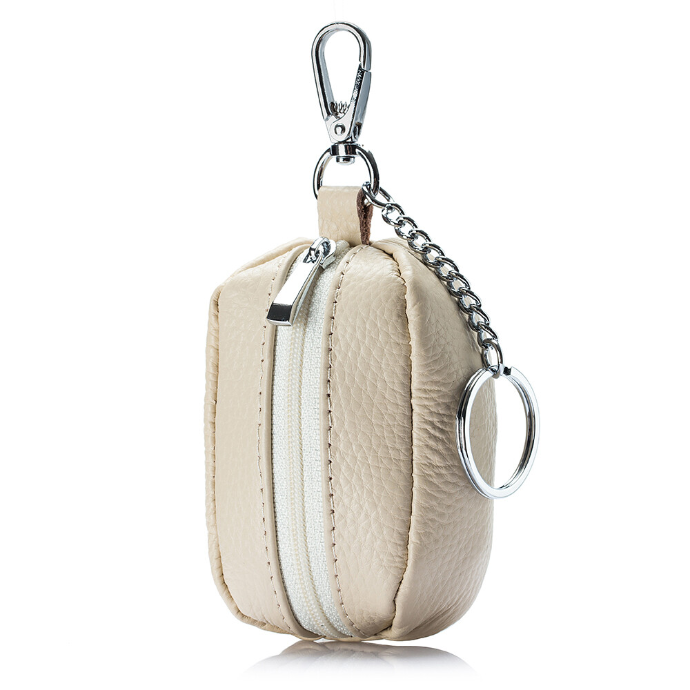 Genuine Leather Zipper Coin Purse Wallet Mini Keyring Change