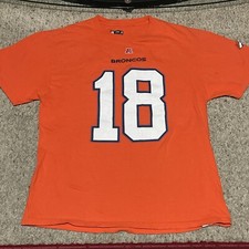 NFL Team Apparel Denver Broncos 18 Peyton Manning Orange T Shirt Men Size Large