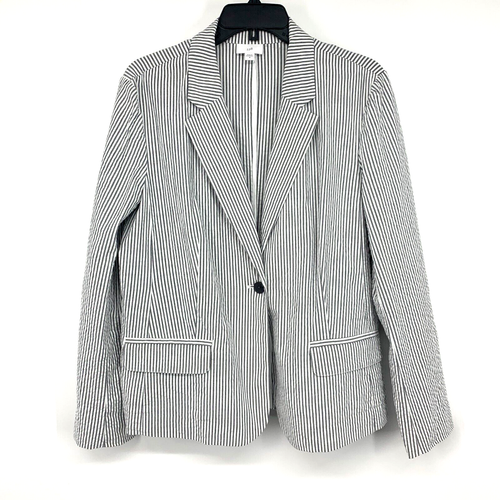 J.Jill Blazer Damen Größe M Seersucker Streifen Einknopf Baumwolljacke - Bild 5 von 13