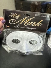 Forum Adult Fabric Half Mask White Domino Halloween Costume Accessory New!!!
