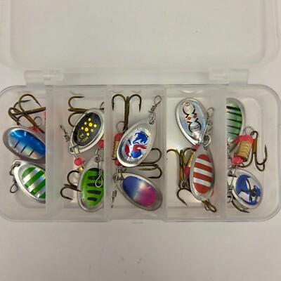 10 PCS Fishing Lure Metal Spinner Baits Bass Tackle Crankbait Trout Spoon Trout