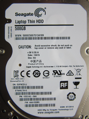 Seagate 7mm Thin ST500LT012 1DG142-566 500GB 2.5