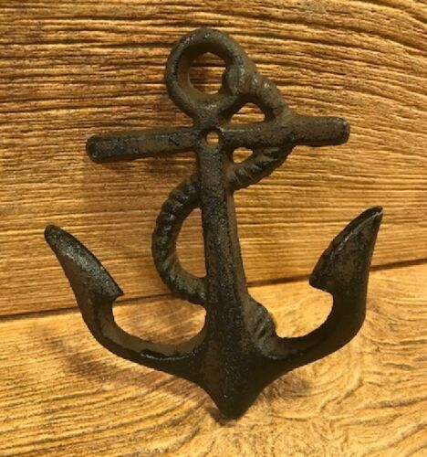 Single Cast Iron Anchor Small Hook 5 1/4" tall Nautical Decor 0170-05231 