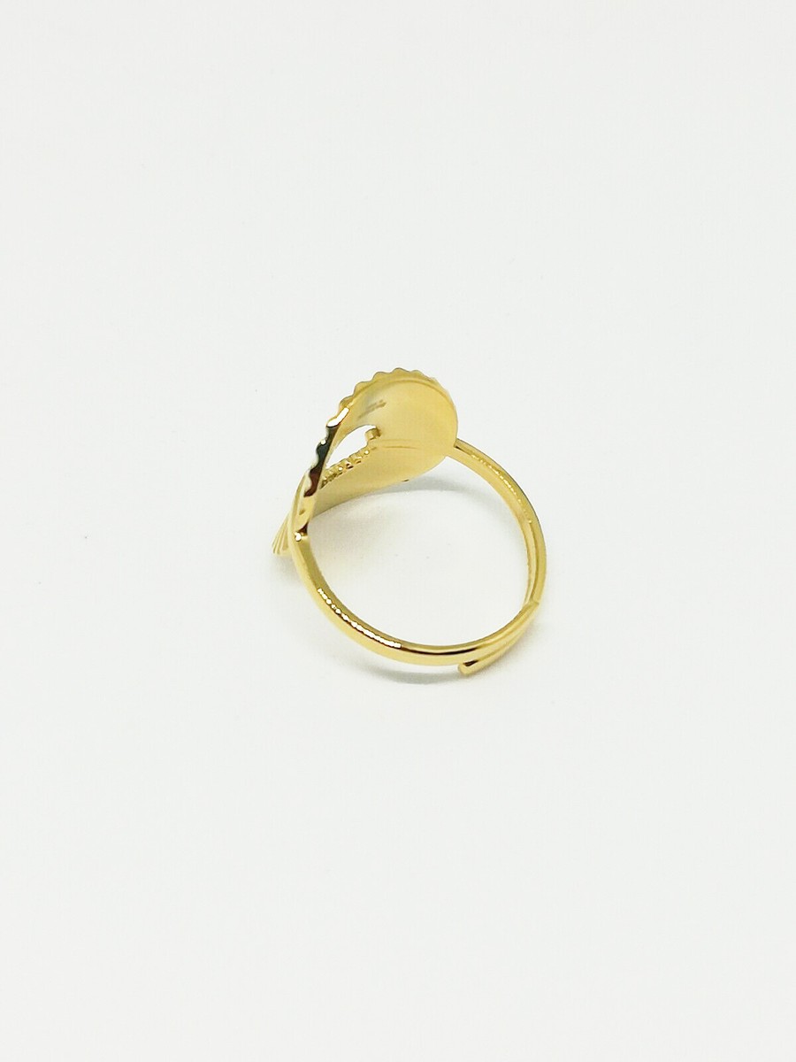 Bague Ronde Ajustable En Acier Inoxydable Doré - Bijou Femme - Neuf Avec étiquettes