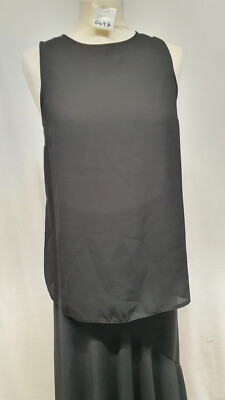 Primark Black Sheer Sleeveless Crew Neck Tunic Top Size 10 (497