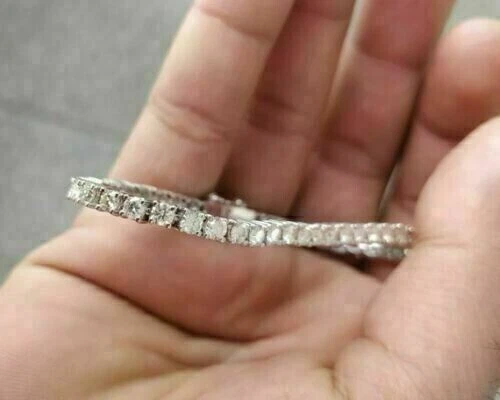 6.5CT Round Cut Natural IJ SI/I1 Diamond Tennis Bracelet Real 14k White Gold - Image 3 of 4