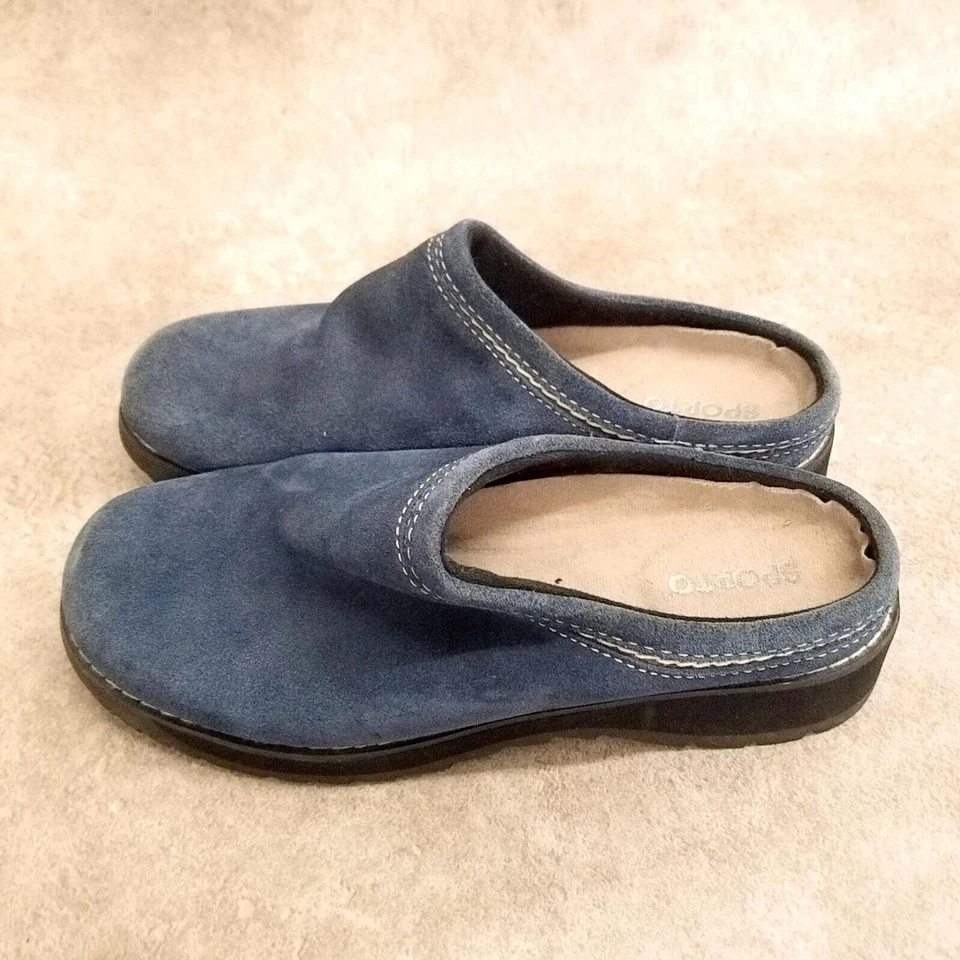 Mocasín sin cordones Sporto para mujer talla 6 de cuero azul cómodo zueco mulas Foto 4 de 4