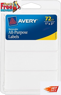 Avery Multi-Use Removable Labels, 1'' x 3'' Rectangle Labels, White, Non-Printable