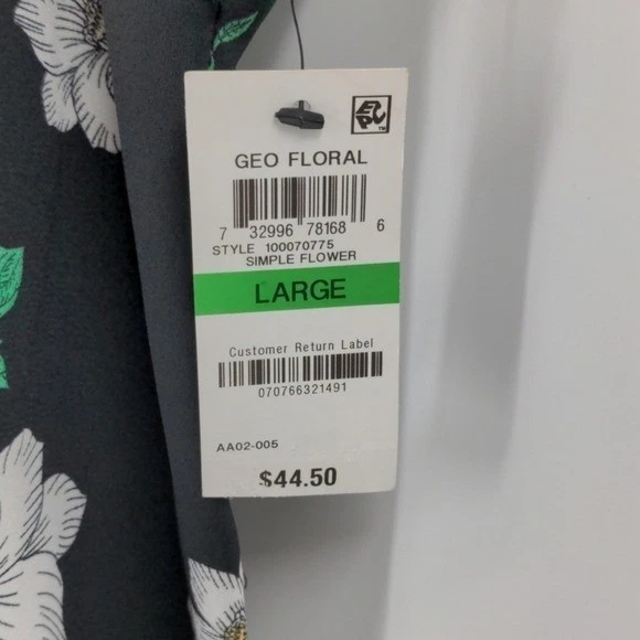 NUEVO CON ETIQUETAS BAR III Top Mujer Grande Lg L Negro Floral Encaje Borde Correa Espagueti Tanque Foto 3 de 4