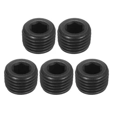 5Pcs Socket Pipe Plugs, NPT 1/4"Carbon Steel Hex Thread Pipe Caps, Black