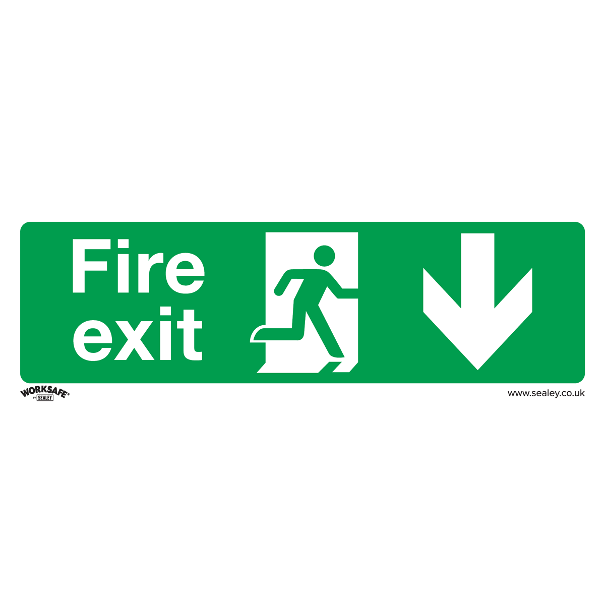Worksafe® Fire Exit (Down) Safety Sign, Rigid Plastic - Pack of 10