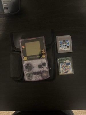Gameboy Color Atomic Purple Pokemon Edition With 2 Games And Carrying Case