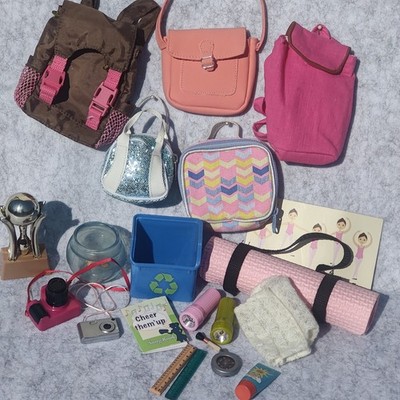 Lot of Our Generation Doll Accessories - Yoga Mat, Backpack, Bowling, Bags