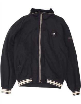 HELLY HANSEN Mens Graphic Bomber Jacket UK 40 XL Navy Blue Cotton DX66