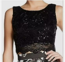 City Triangles Maxi Floral Skirt & Top 2 Pcs Women's Dress Black Ivory Size 7