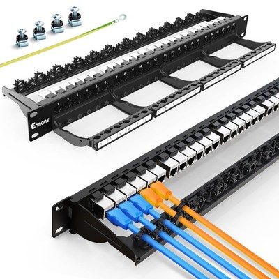 24 Port CAT6 Keystone Patch Panel Shielded with Smart Cable Management for 19...