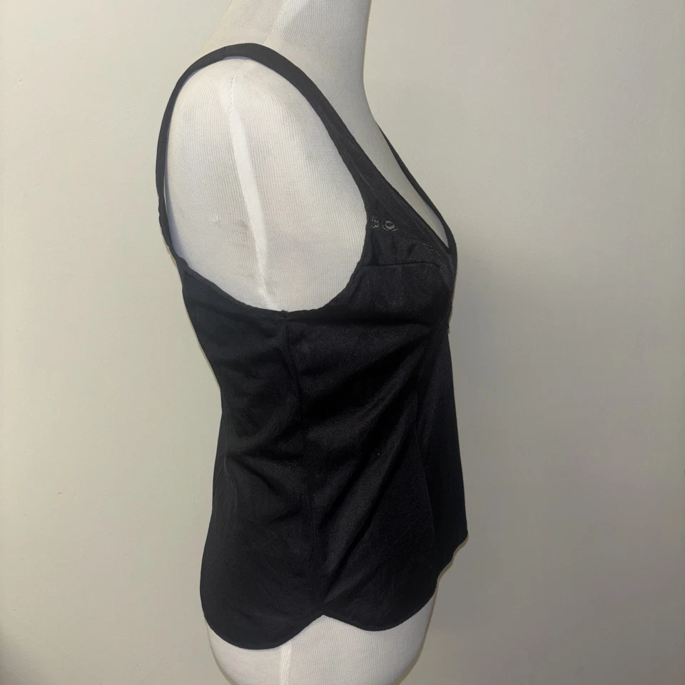 Camisa sin mangas Kayser de colección talla 34 negra camisón encaje simisheer EE. UU. Y2k Foto 2 de 4