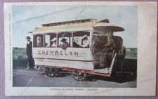 c1907 RPPC Cherrelyn Rapid Transit Streetcar Denver CO Horse FUN!