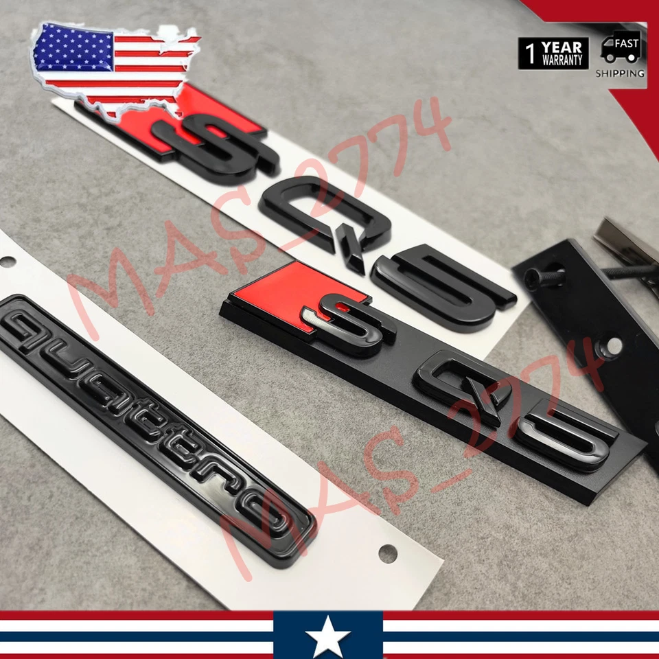 3 piezas negro rojo SQ5 rejilla delantera emblema maletero trasero puerta trasera maletero tapa maletero insignia Foto 2 de 4