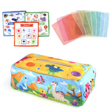 Baby Tissue Box Colorful Soft Sensory Toy for Toddler Finger Exercise Pumping Si