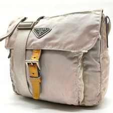 PRADA Tessuto Nylon Leder Schultertasche Klappe Schnalle Dreieck Logo...