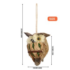 .6pcs Hanging Owl Ornaments Rustic Straw Wooden Owl Decoration Hemp Rope Pendant
