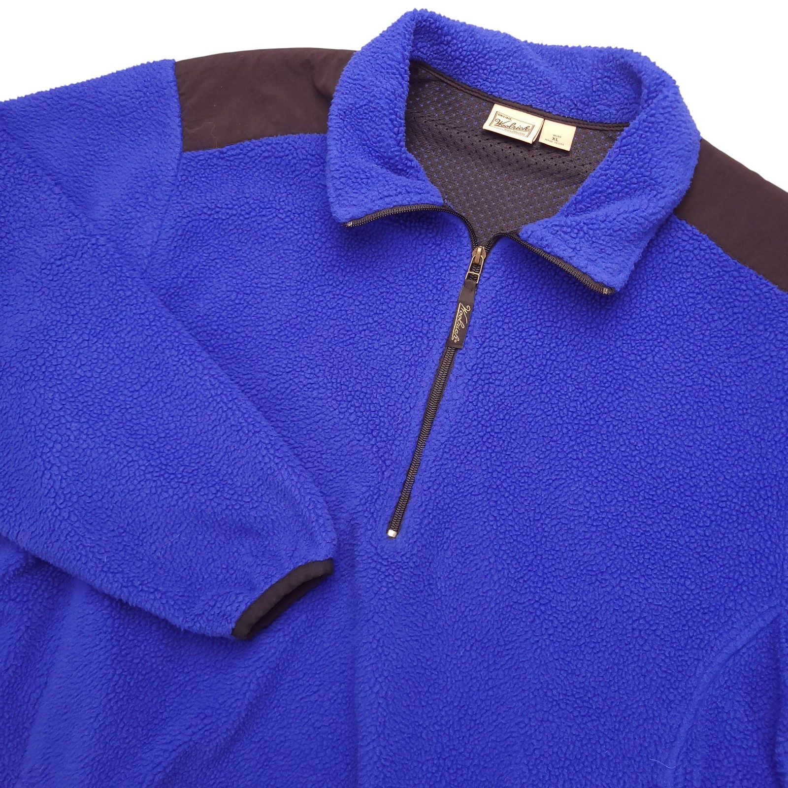 Vintage Woolrich Fleece Jacket Mens XL Blue 1/4 Zip Polartec Pullover Made USA