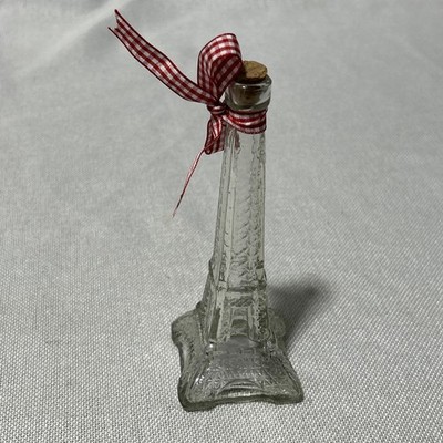 Eiffel Tower Clear Glass Bottle with Cork Stopper 6'' Paris France French Country