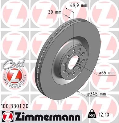 Zimmermann Bremsscheibe 100.3301.20 FüR Audi Seat Skoda VW-image