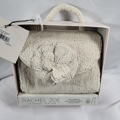 Rachel Zoe Beaded Floral Flap Crossbody Top Handle White Bag NWT Read Listing