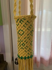Vtg Hanging Macrame Planter 53  6  Ring System For Pots Stunning Design 