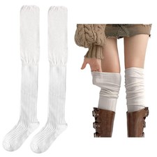 Over Knee High Boot Socks - Slouch Top Over Knee Knit Fashion Thigh Sock for