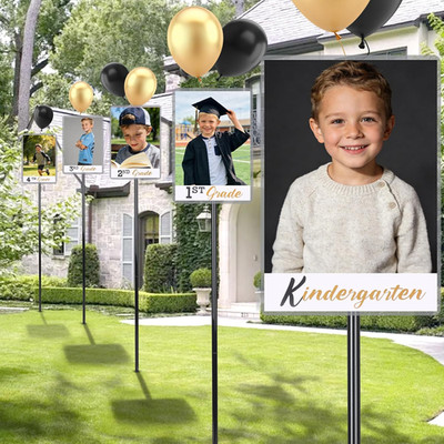 2026 Graduation Yard Signs K 12 Photo Timeline Display 8x10 Outdoor Party Decor