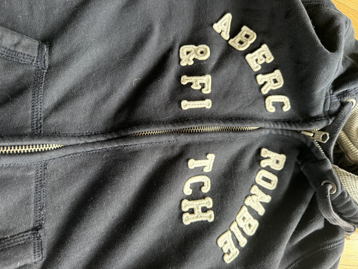 Vintage Abercrombie Fitch Zip-Up Woman's Hoodie Navy Blue Size M