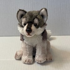 Demdaco Husky Timber Wolf Plush Stuffed Gray Animal Toy Dog 6" Tall