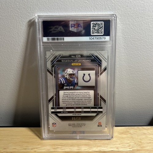 Panini Prizm Shaquille Leonard Gold Shimmer 2022 FOTL 5/10 Colts PSA 10 POP 1 - Imagen 2 de 2