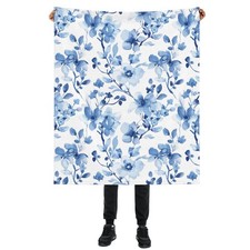 Pastel Floral Blanket, Blue Flower Soft Lightweight Throw Blanket for Sofa Co...