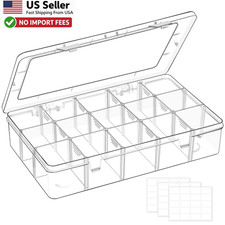 Mauproy 15 Grid Adjustable Plastic Organizer Box Clear Storage FROM USA