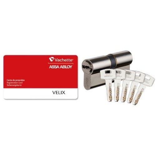 Barillet européen haut de gamme laiton nickelé Velix VACHETTE 30x60 mm