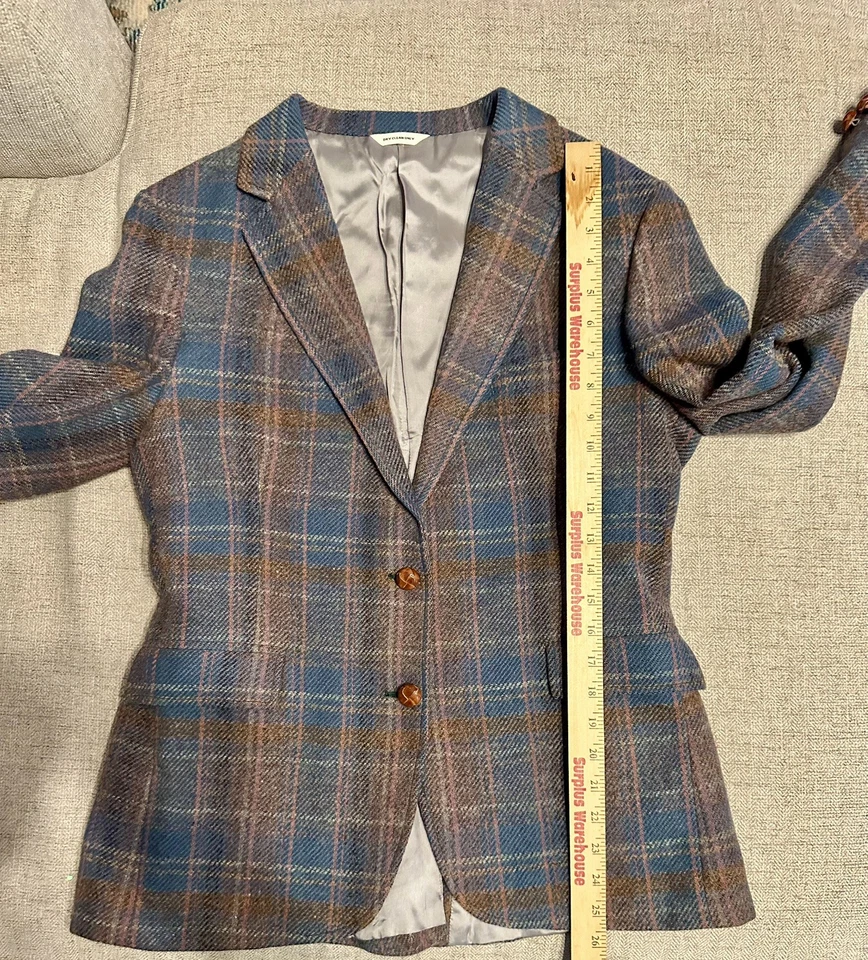 Jaqueta Blazer Lands End Feminina Marrom Rosa Cinza Azul Xadrez Lã Forrada 14 - Imagem 2 de 4