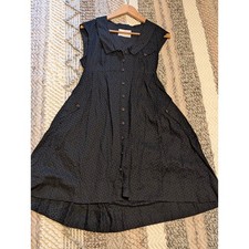 Anthropologie four corners Textured Cotton Button Front Fit Flare Dress size 4