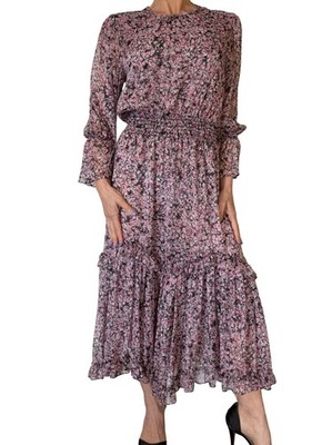 MISA Los Angeles Laia Midi Dress Cetara Floral smocked chiffon fairycore boho  S
