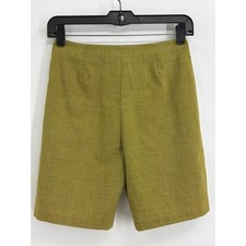 Vintage Chartreuse High Waisted Shorts Sage Green Textured Linen Retro 26"Waist