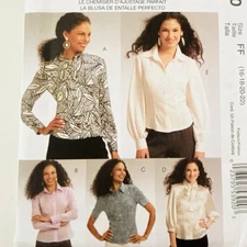McCall's Palmer Pletsch Sewing Pattern M5630 Classic Fit Perfect Blouse 16-22