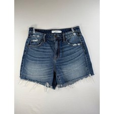 Hidden Jeans Distressed Raw Hem Denim Shorts Dark Wash