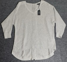 New With Tag Express Woman  s Gray Sparkle Cotton Knit Sweater Size XS 3/4 Sleeve