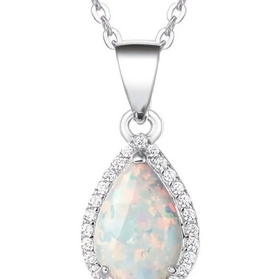 Geometric Pear Imitation Opal Copper Alloy Pendant Necklace for Women Gift